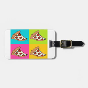 Pizza snijdt betegeld ontwerp af bagagelabel