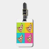 Pizza snijdt betegeld ontwerp af bagagelabel (Voorkant verticaal)