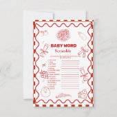 Pizza Speciaal woord scramble baby shower spel kaa Kaart (Voorkant)