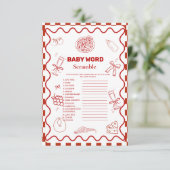 Pizza Speciaal woord scramble baby shower spel kaa Kaart (Staand voorkant)