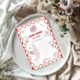 Pizza Speciaal woord scramble baby shower spel kaa Kaart