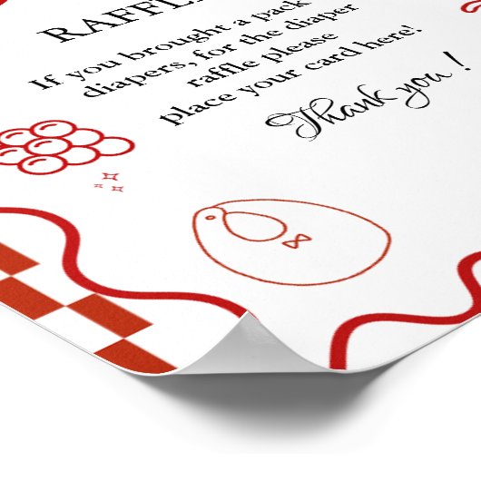 Pizza Special Deliv Diaper raffle baby shower sign Poster (Hoek)
