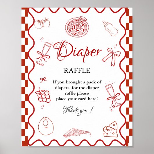 Pizza Special Deliv Diaper raffle baby shower sign Poster (Voorkant)