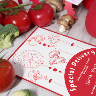 Pizza Speciale Bezorging Baby Shower Kaart