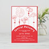 Pizza Speciale Bezorging Baby Shower Kaart (Staand voorkant)