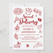 Pizza, speciale bezorging baby shower uitnodiging (Voorkant)