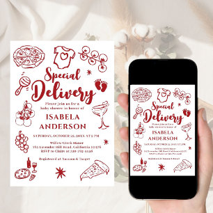 Pizza, speciale bezorging baby shower uitnodiging