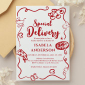 Pizza, speciale bezorging baby shower uitnodiging