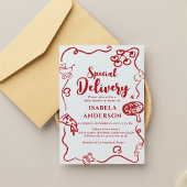 Pizza, speciale bezorging baby shower uitnodiging