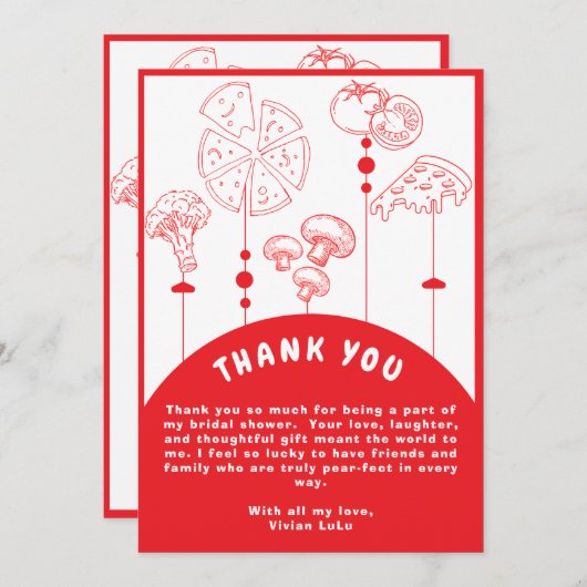 Pizza speciale levering Baby shower Bedankkaart (Voorkant / Achterkant)