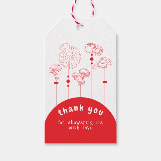 Pizza speciale levering Baby shower Cadeaulabel (Voorkant)