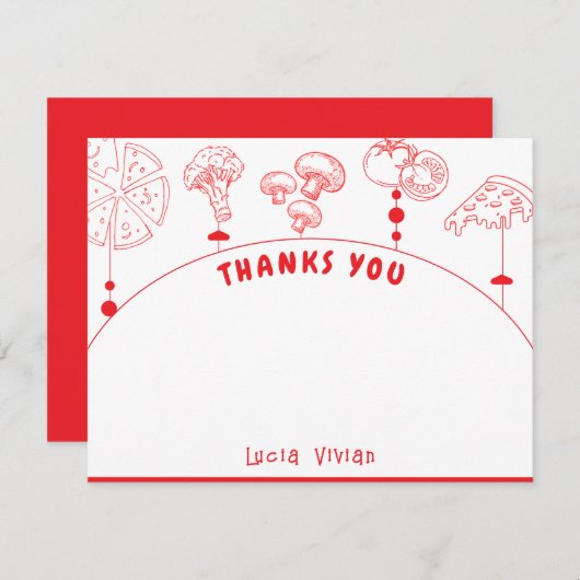 Pizza speciale levering Baby shower leeg Bedankkaart (Voorkant / Achterkant)