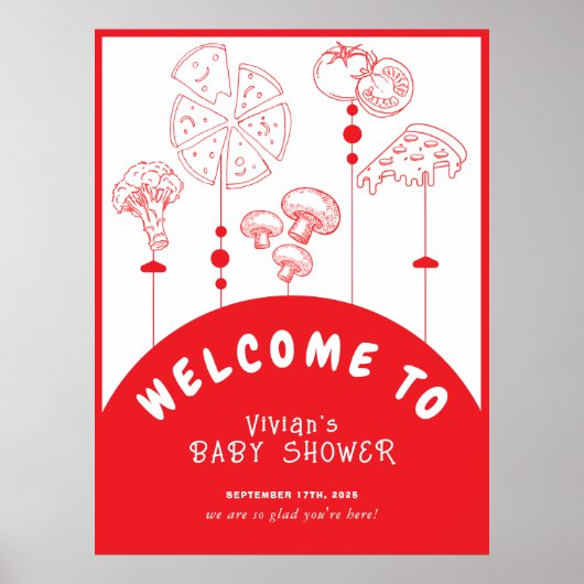 Pizza speciale levering Baby shower Welkom Poster (Voorkant)