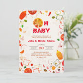 Pizza & Speentjes Barbecue Baby Shower Kaart (Staand voorkant)