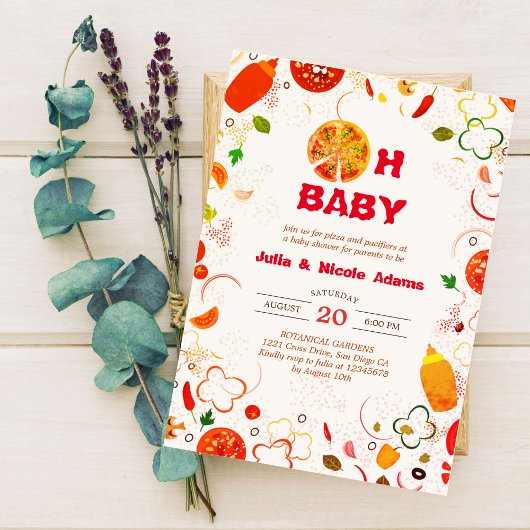 Pizza & Speentjes Barbecue Baby Shower Kaart