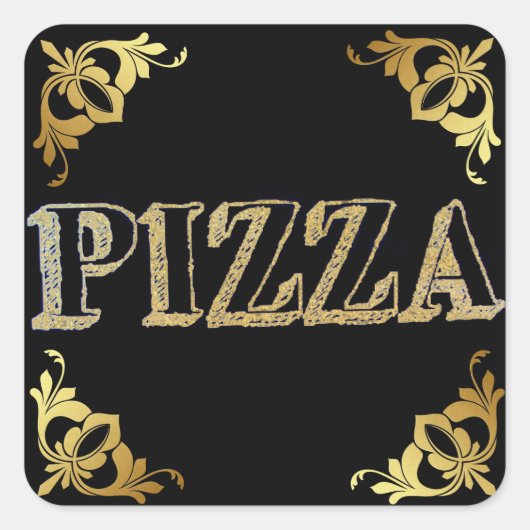 Pizza Square Sticker (Voorkant)