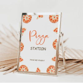 Pizza Station teken, Pizza 1e Verjaardagsfeest tek Kaart