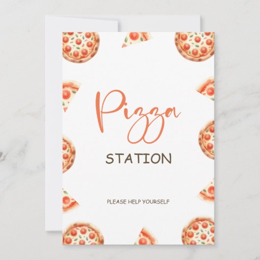 Pizza Station teken, Pizza 1e Verjaardagsfeest tek Kaart (Voorkant)