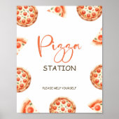 Pizza Station teken, Pizza 1e Verjaardagsfeest tek Poster (Voorkant)