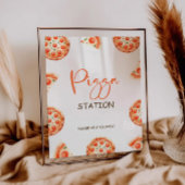 Pizza Station teken, Pizza 1e Verjaardagsfeest tek Poster