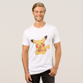 Pizza Stretch Pikachu (pokemon) Tri-Blend Shirt (Voorkant volledig)