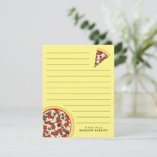 Pizza Supreme Combo Cute Kind Flat Briefpapier Car Bedankkaart (Staand voorkant)