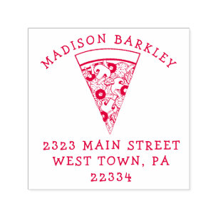 Pizza Supreme Combo Cute Kinder Return Address Sta Zelfinktende Stempel