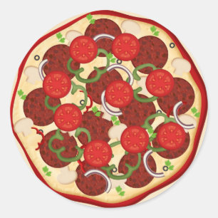 Pizza Supreme Ronde Sticker
