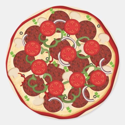 Pizza Supreme Ronde Sticker (Voorkant)