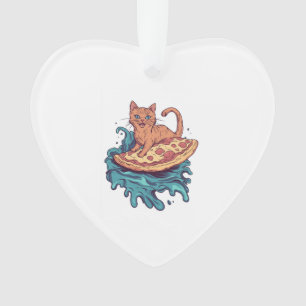 Pizza Surf Cat � Extreme Foodie Kat Avontuur Ornament