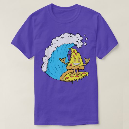 Pizza Surfing Cheese Slice Surfer Wave Riding Funn T-shirt (Design voorkant)