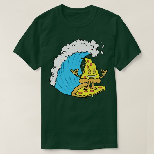 Pizza Surfing Cheese Slice Surfer Wave Riding Funn T-shirt (Design voorkant)