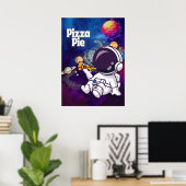 Pizza Taart leuk astronaut muurkunst Poster (Thuiskantoor)