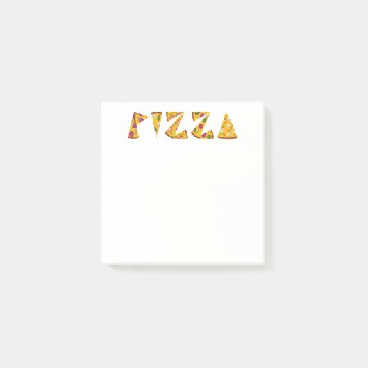 Pizza Tekst gemaakt van Slices Post-it® Notes (Voorkant)