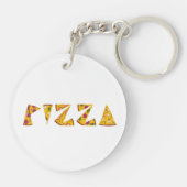 Pizza Tekst gemaakt van Slices Sleutelhanger (Achterkant)