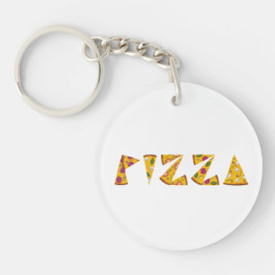 Pizza Tekst gemaakt van Slices Sleutelhanger