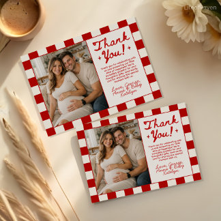 Pizza Thema Baby Shower Bedanktkaart met Foto Bedankkaart