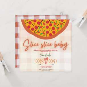 Pizza thema baby shower kaart