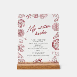 Pizza thema baby shower mijn water brak spel teken acryl bord