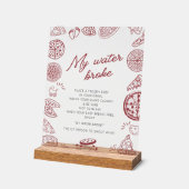 Pizza thema baby shower mijn water brak spel teken acryl bord (Hoek)