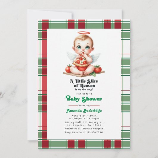 Pizza-thema Een klein stukje van de hemel Baby sho Kaart (Voorkant)