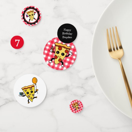 Pizza thema verjaardagsfeestje gepersonaliseerd confetti (Groep)