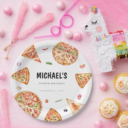 Pizza thema Verjaardagspapier Bord (Feest)