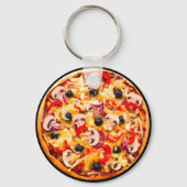 Pizza-thema, verse paddenstoelen sleutelhanger (Voorkant)