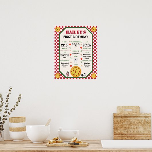 Pizza Thése Baby's eerste verjaardag Poster van mi (Keuken)