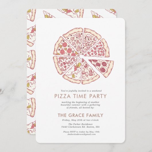 Pizza Tijd Feest | Kaart (Voorkant / Achterkant)