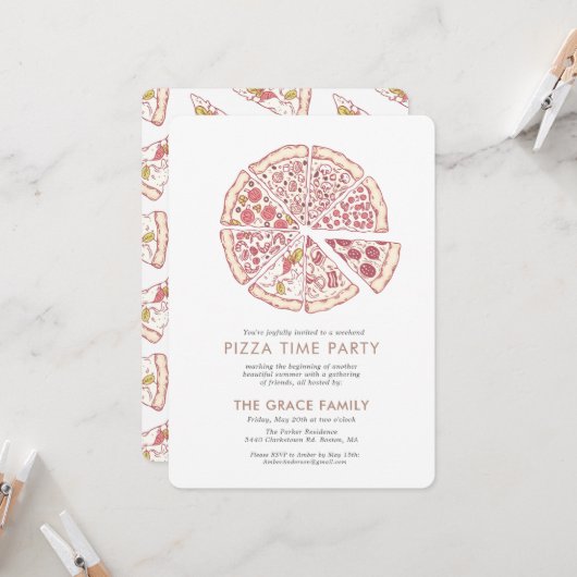 Pizza Tijd Feest | Kaart (Voorkant / Achterkant in situ)