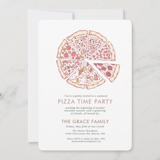 Pizza Tijd Feest | Kaart (Voorkant)