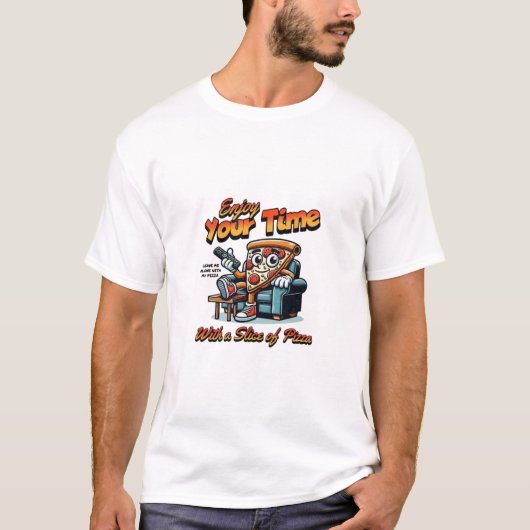 Pizza Tijd Relaxstand T-shirt (Voorkant)