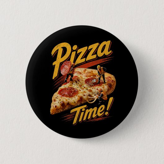 Pizza Tijd! Ronde Button 5,7 Cm (Voorkant)